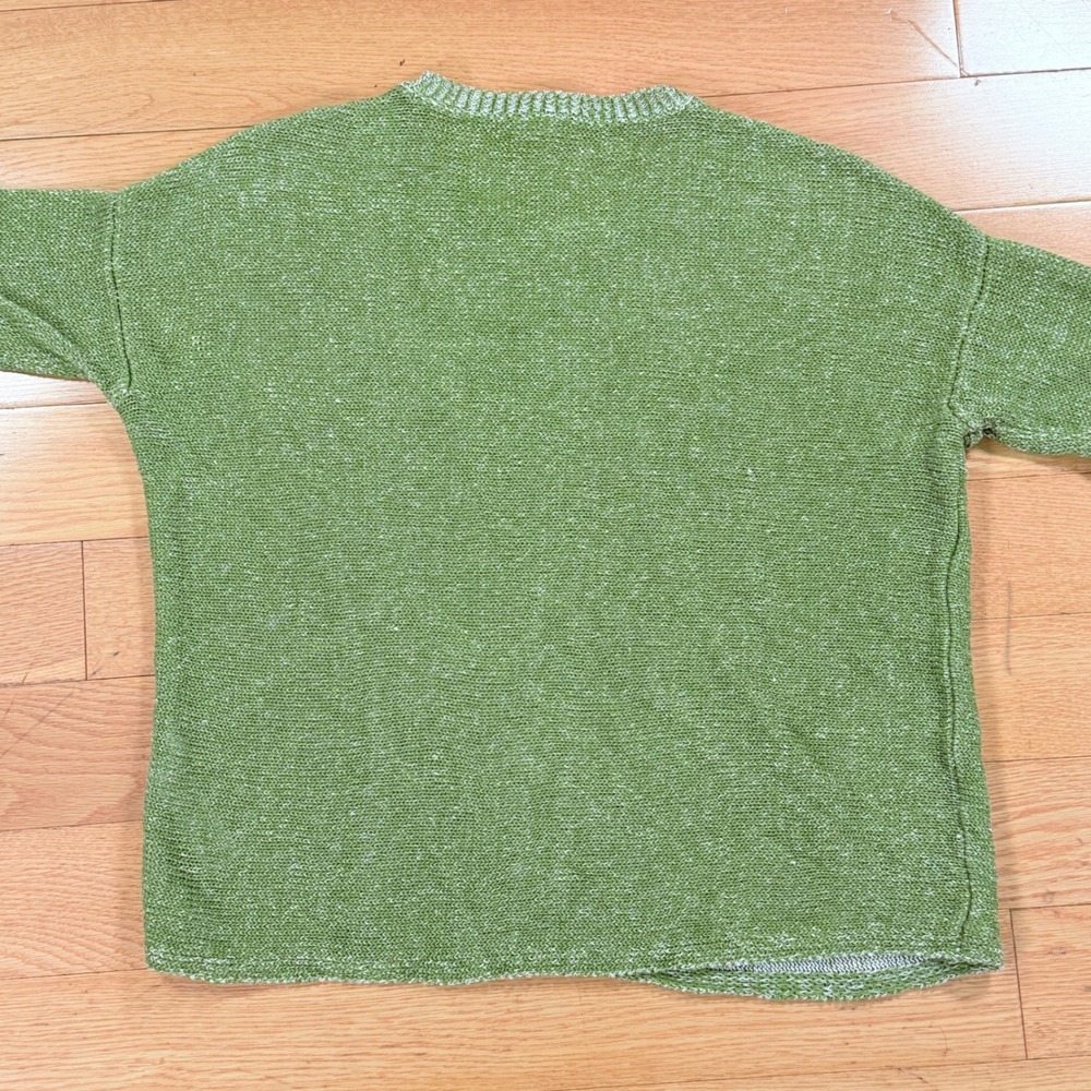 Eileen Fisher Green Organic Linen Knit Boxy Sweater XXS R17PMF Womens - Picture 8 of 8